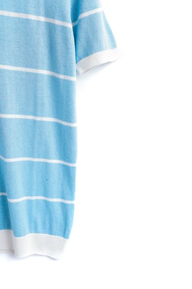 Rouen Bej Çizgili Mavi Polo Yaka Triko Tshirt