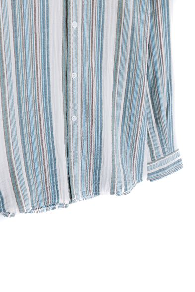 Ronda Çizgili Turkuaz Haki Gömlek