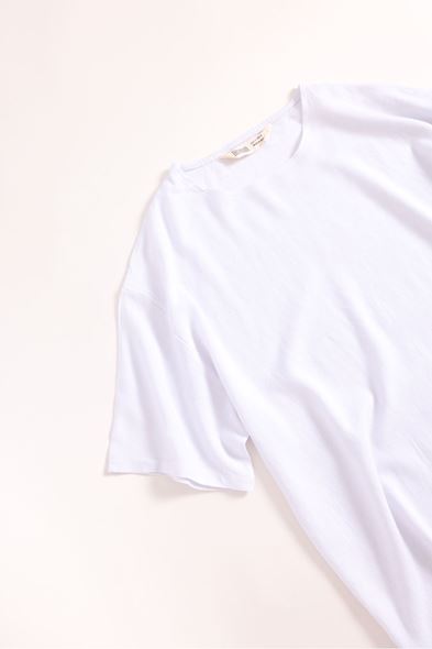 Rio Beyaz Oversize Keten Tshirt  