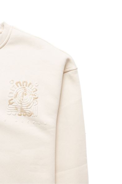 Bratsk Bej Etnik Baskılı Sweatshirt