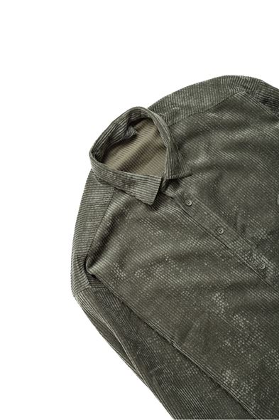 Bochnia Kalın Fitilli Haki Kadife Gömlek