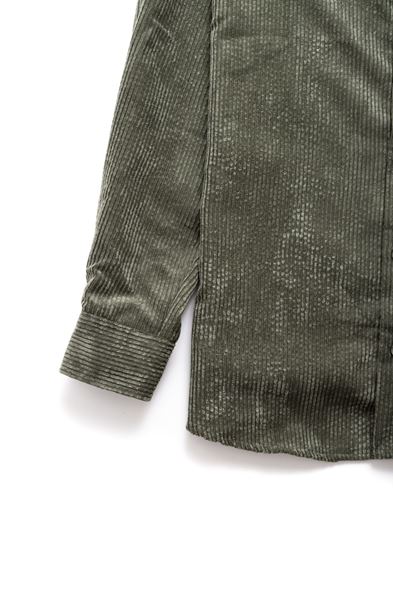 Bochnia Kalın Fitilli Haki Kadife Gömlek
