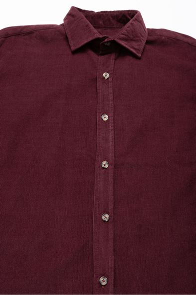 Laholm Fitilli Bordo Kadife Gömlek