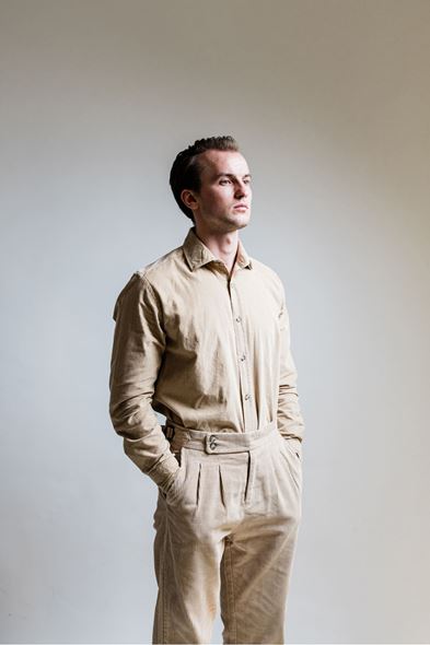 Laholm Fitilli Bej Kadife Gömlek