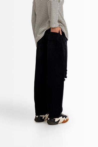 Albans Yırtıklı Füme Baggy Denim Pantolon