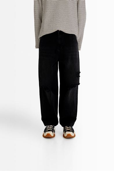 Albans Yırtıklı Füme Baggy Denim Pantolon