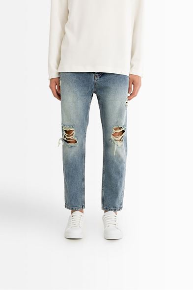 York Açık Mavi Yırtıklı Boyfriend Denim Pantolon