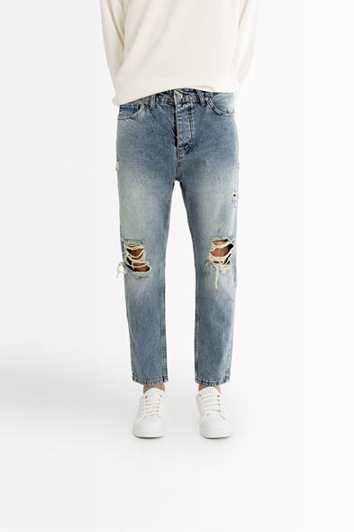 York Açık Mavi Yırtıklı Boyfriend Denim Erkek Pantolon