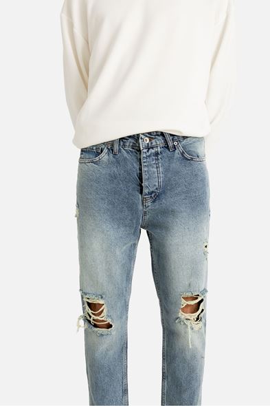 York Açık Mavi Yırtıklı Boyfriend Denim Erkek Pantolon