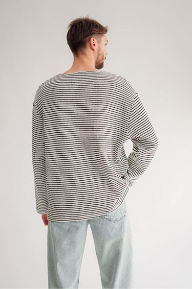 Vernier Siyah Çizgili Uzun Kollu Tshirt