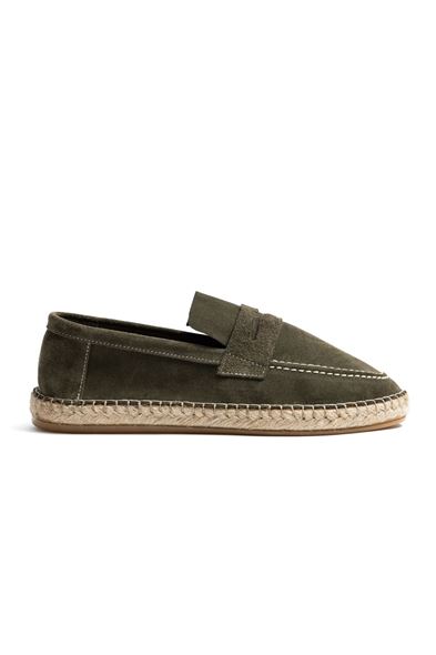 Minoa Haki Loafer Süet Deri Espadril