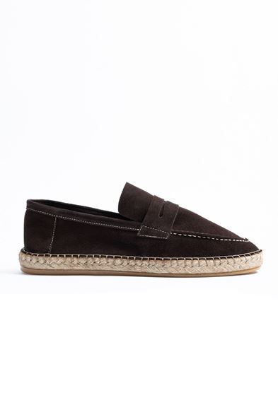 Minoa Kahve Loafer Süet Deri Espadril