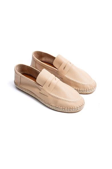 Asmar Bej Loafer Cilt Deri Espadril