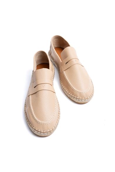 Asmar Bej Loafer Cilt Deri Espadril