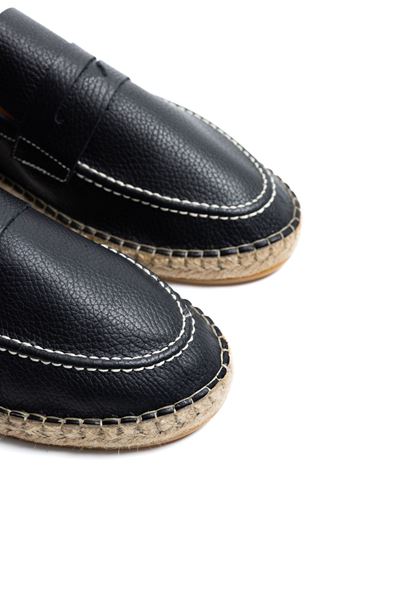 Asmar Siyah Loafer Cilt Deri Espadril