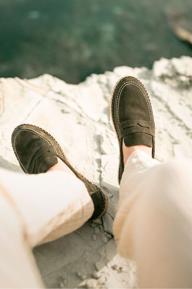 Minoa Haki Loafer Süet Hakiki Deri Espadril