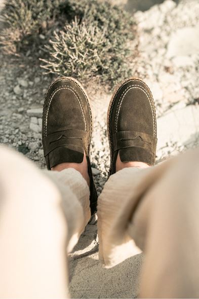 Minoa Haki Loafer Süet Hakiki Deri Espadril