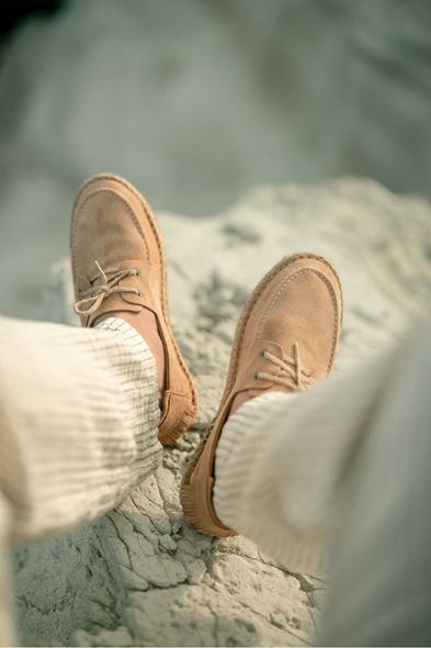 Petra Bağcıklı Bej Süet Deri Espadril