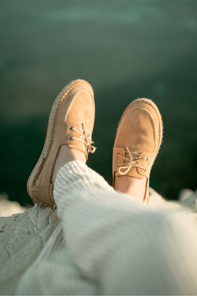 Petra Bağcıklı Bej Süet Deri Espadril