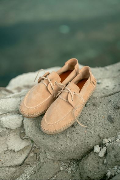 Petra Bağcıklı Bej Süet Deri Espadril