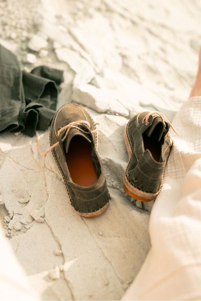 Petra Bağcıklı Haki Süet Deri Espadril