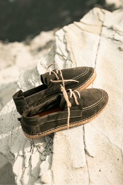 Petra Bağcıklı Haki Süet Deri Espadril