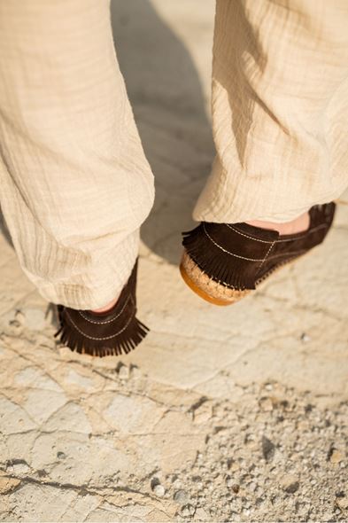 Petra Bağcıklı Kahve Süet Hakiki Deri Espadril