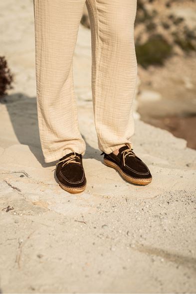 Petra Bağcıklı Kahve Süet Deri Espadril