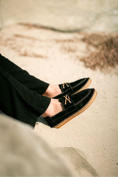 Petra Bağcıklı Siyah Süet Hakiki Deri Espadril