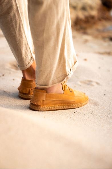 Petra Bağcıklı Hardal Süet Deri Espadril