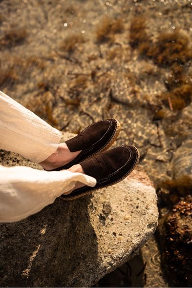 Minoa Kahve Loafer Süet Deri Espadril