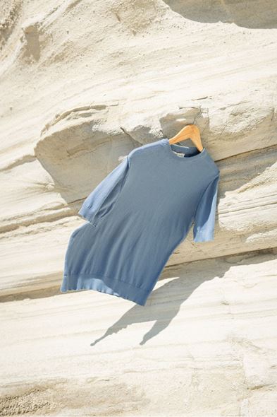 Briss İndigo Mavi Bisiklet Yaka %100 Pamuk Triko Tshirt