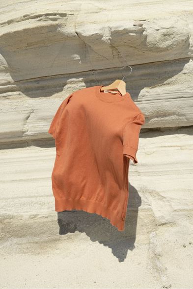 Briss Şeftali Bisiklet Yaka %100 Pamuk Triko Tshirt