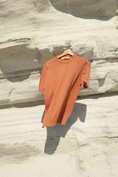 Briss Şeftali Bisiklet Yaka %100 Pamuk Triko Tshirt