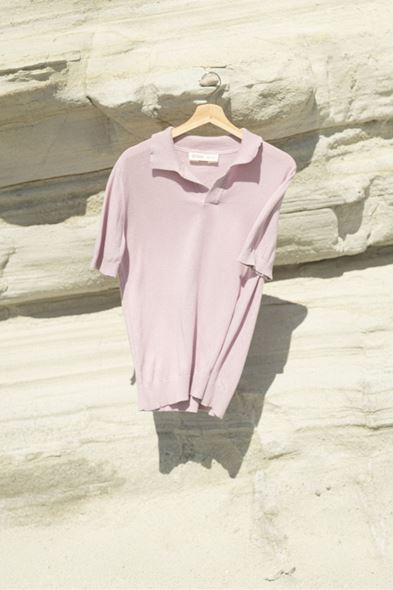 Alten Lila Polo Yaka %100 Pamuk Triko Erkek Tshirt