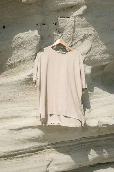 Rio Bej Oversize Keten Erkek Tshirt