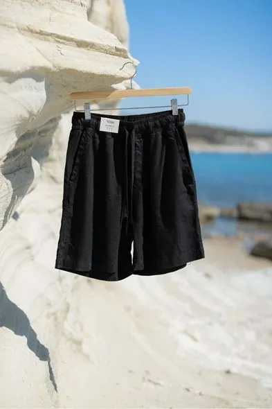 Ibiza Siyah %100 Keten Erkek Şort