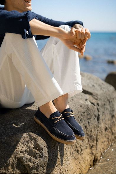 Petra Bağcıklı Lacivert Süet Hakiki Deri Espadril