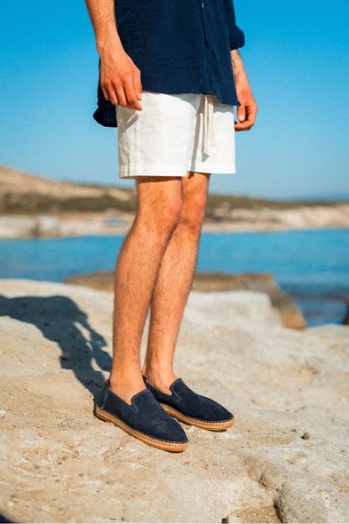 Troya Lacivert Süet Deri Espadril