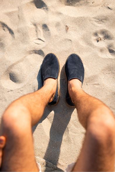 Troya Lacivert Süet Deri Espadril