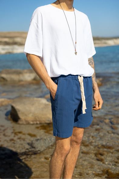 Phaselis Mavi %100 Pamuk Şort