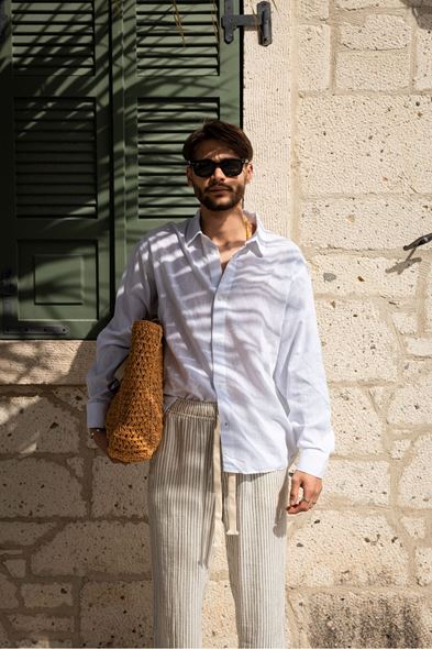 Rinascita Beyaz Oversize Gömlek