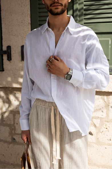 Rinascita Beyaz Oversize Gömlek