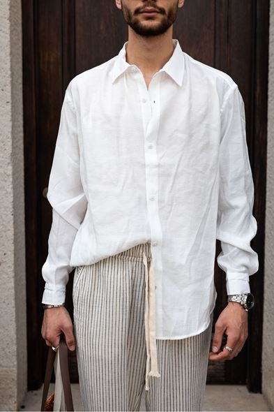 Velato Beyaz Oversize Lyocell Gömlek