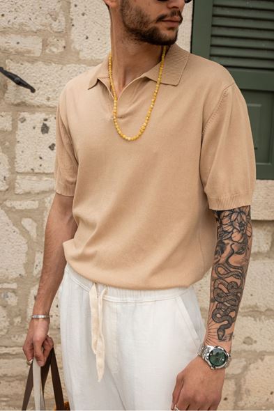 Alten Bej Polo Yaka Triko Tshirt