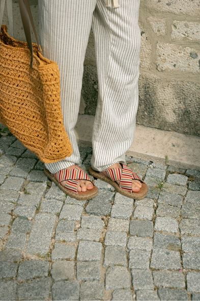 Lyros Siyah Çizgili Müslin Pantolon