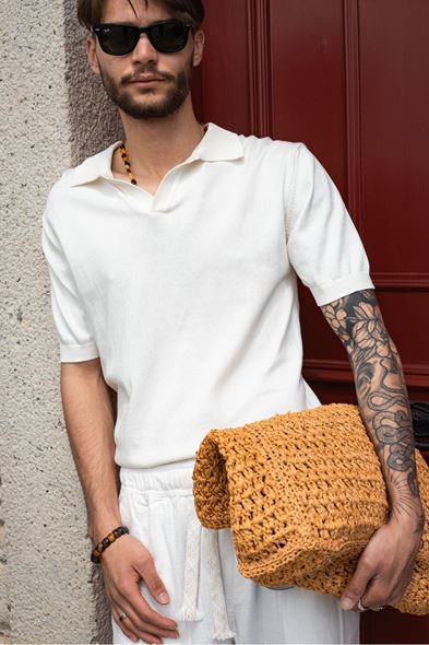 Alten Beyaz Polo Yaka Triko Tshirt