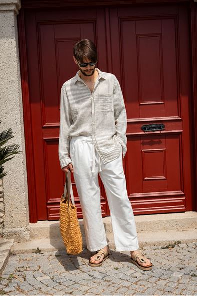 Mikonos Siyah Çizgili Gömlek