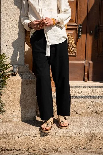 Mores Siyah %100 Pamuk Erkek Pantolon