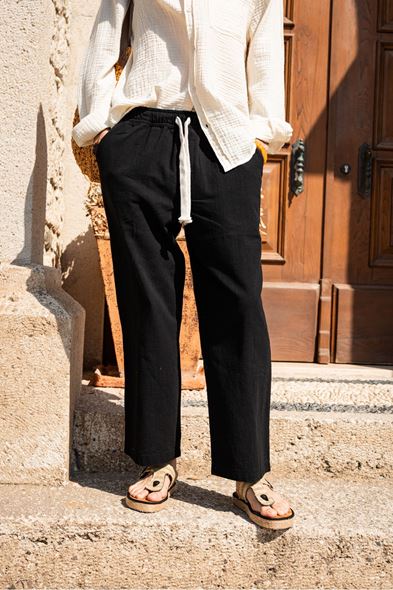 Mores Siyah %100 Pamuk Erkek Pantolon